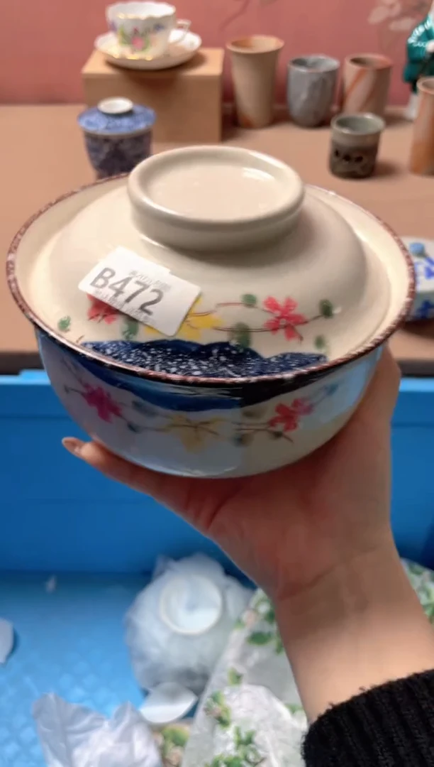 瓷片白色花泡面碗472