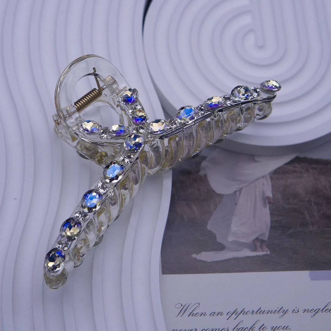 简龄精品女士网红气质发夹公主轻奢简约百搭满钻高品质亮砖大抓夹