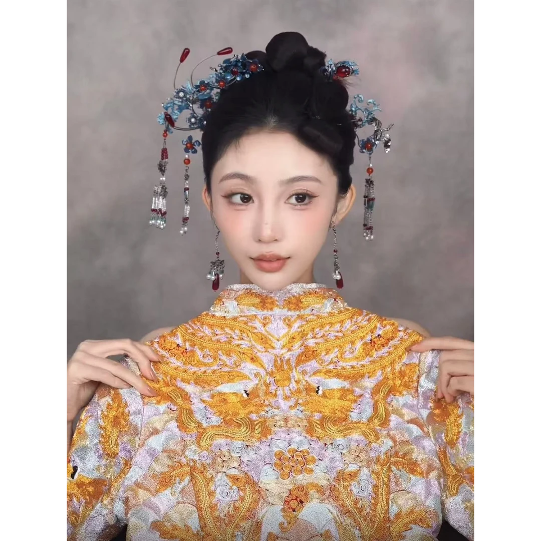 合金婚庆饰品 新款重工古风百搭中式新娘结婚饰品爆款156