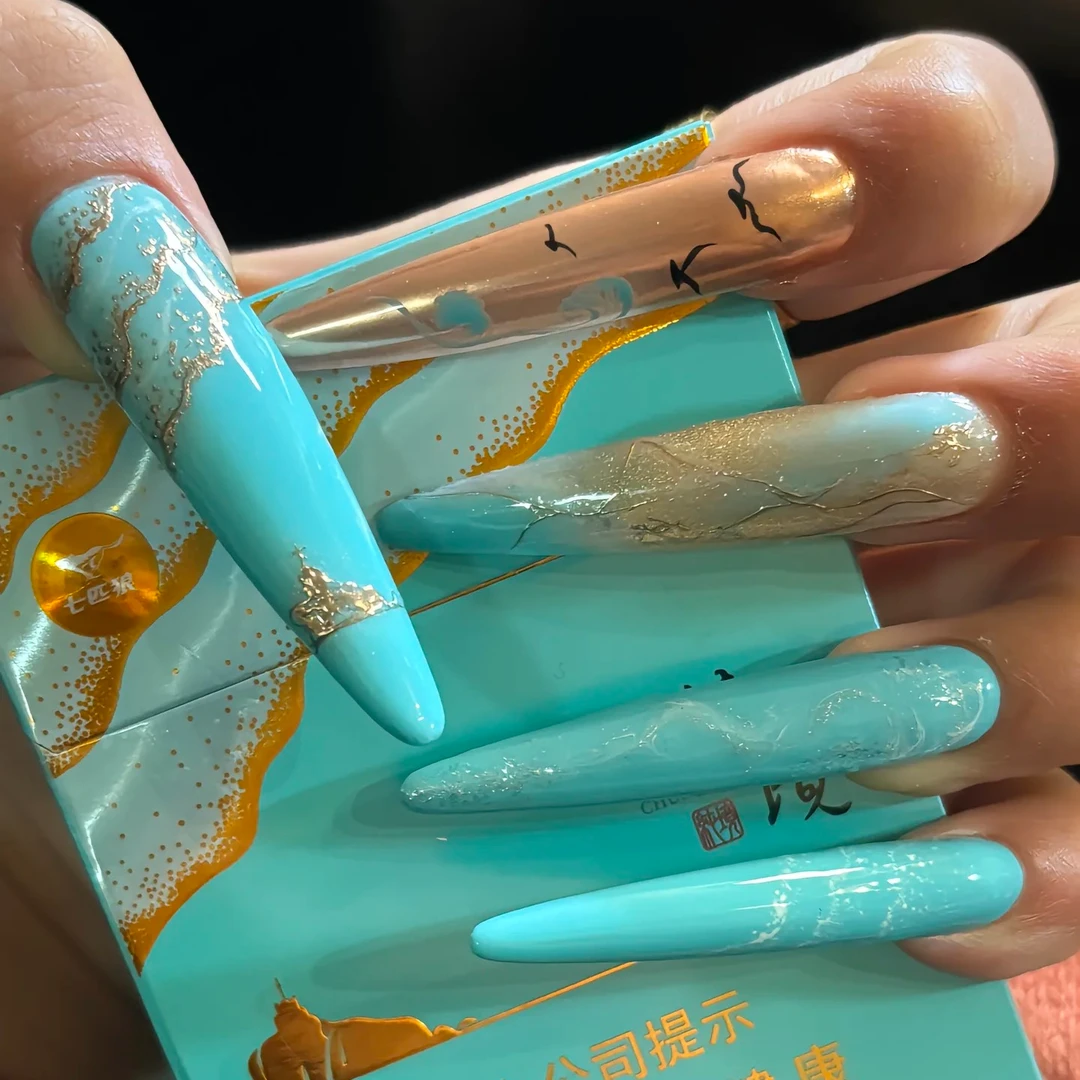 新款香烟美甲贴纸烫金波浪飞鸟diy夏日流金批发定制防水背胶装饰