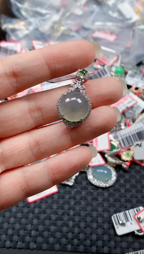 银S925镶嵌戒指翡翠天然A货缅甸翡翠