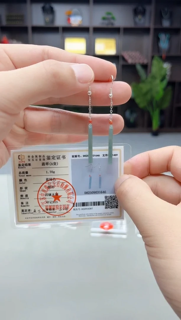 银S925镶嵌翡翠耳饰320000