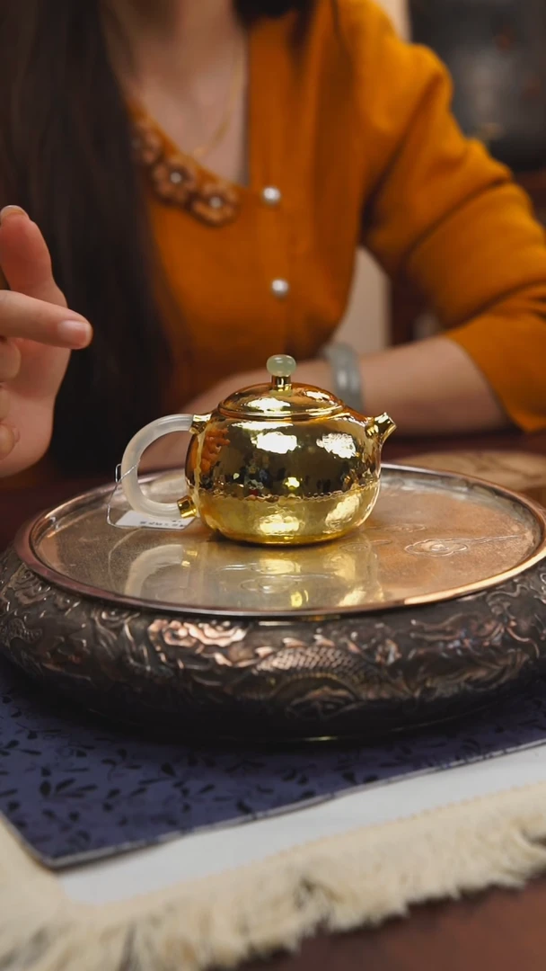 古悦足银999泡茶壶