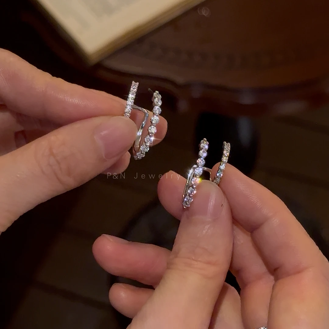 p&n 铜合金合成锆石耳饰 法式复古欧若风银河星光耳环