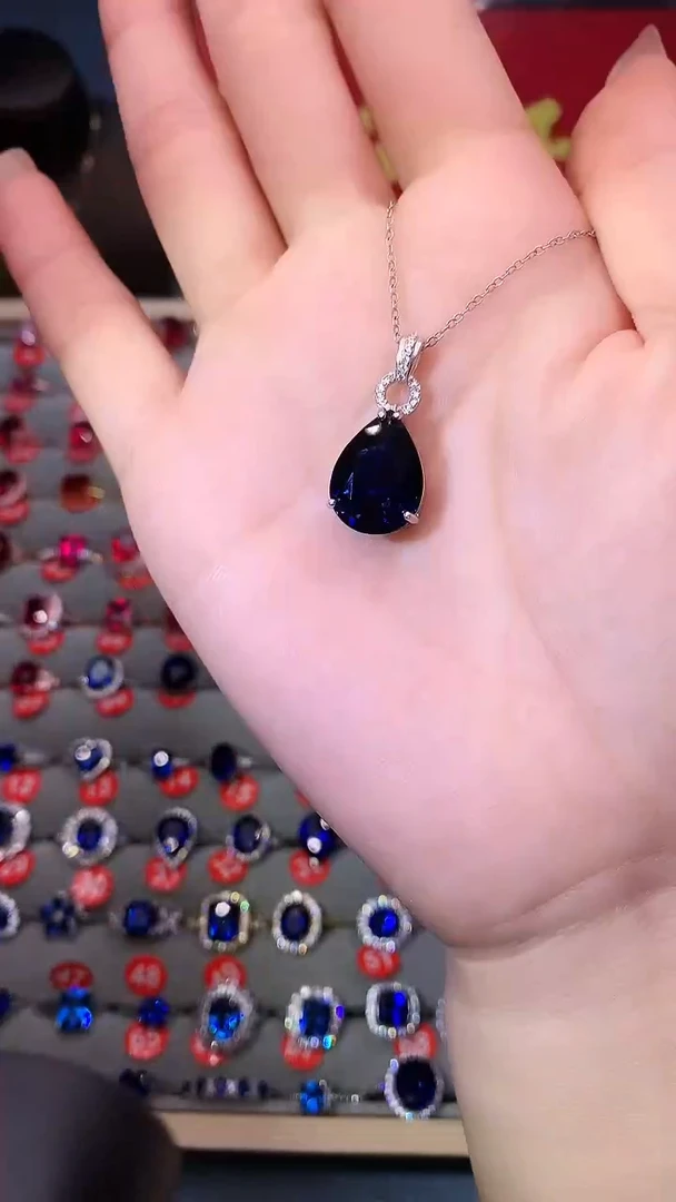 【闪购商品】蓝宝石吊坠(赠链)银S925镶嵌11111111