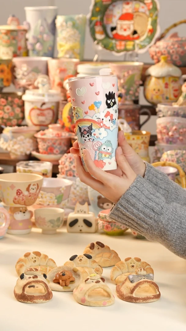 摆件陶景德镇釉下彩手绘设计师款陶瓷