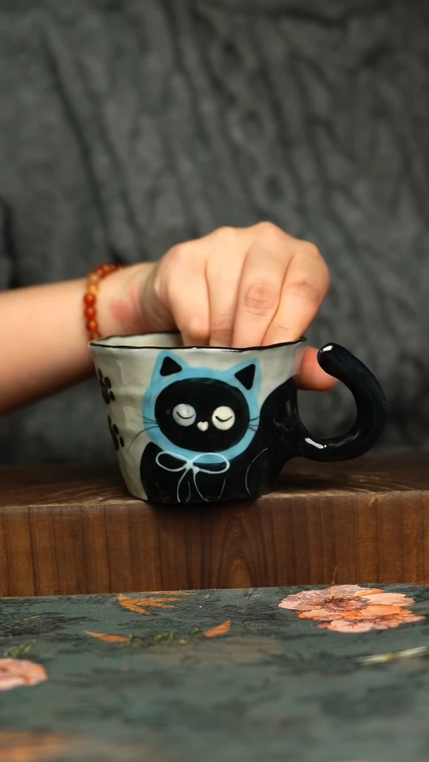 杯釉下彩手工手绘同款陶器