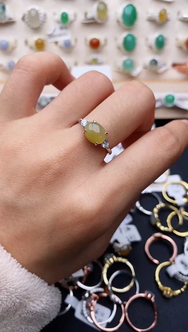 【闪购商品】翡翠戒指银S925镶嵌缅甸翡翠