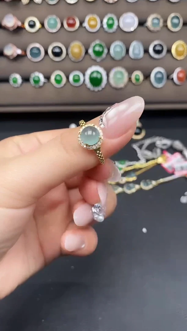 银S925镶嵌戒指翡翠368985