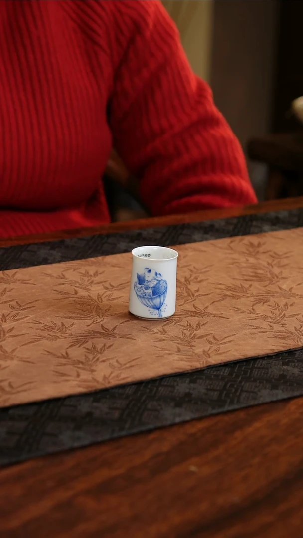 【闪购商品】杯子聚澜堂童子抱莲蓬母子闻香杯