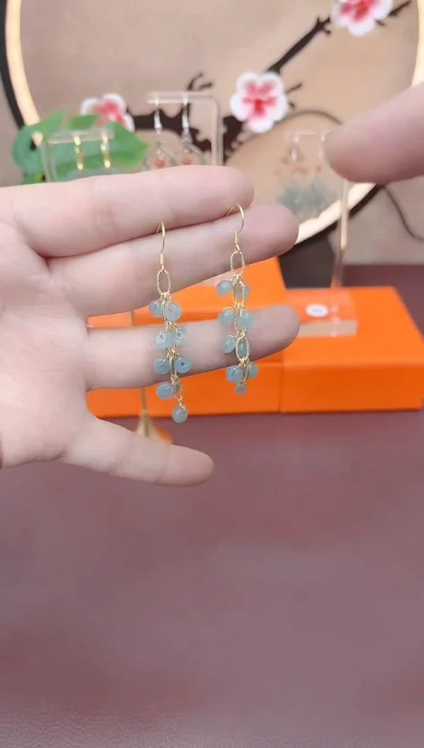 银S925镶嵌翡翠耳饰c8010000