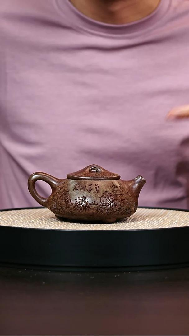 茶壶紫砂柴烧观山石瓢280cc