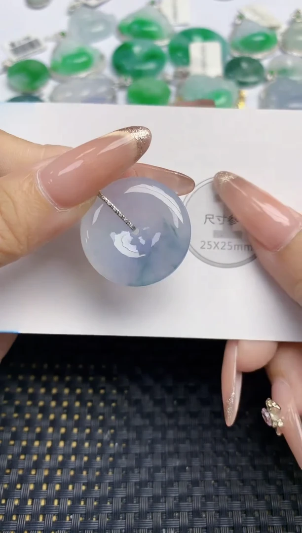 颈饰18K金镶嵌翡翠天然缅甸A货翡翠百元以上9元证书费自理