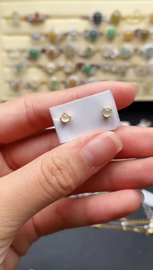 翡翠银S925镶嵌耳饰3333333333+3