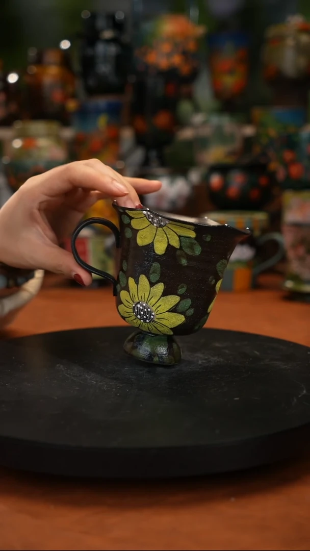 紫砂油画手绘 釉下彩