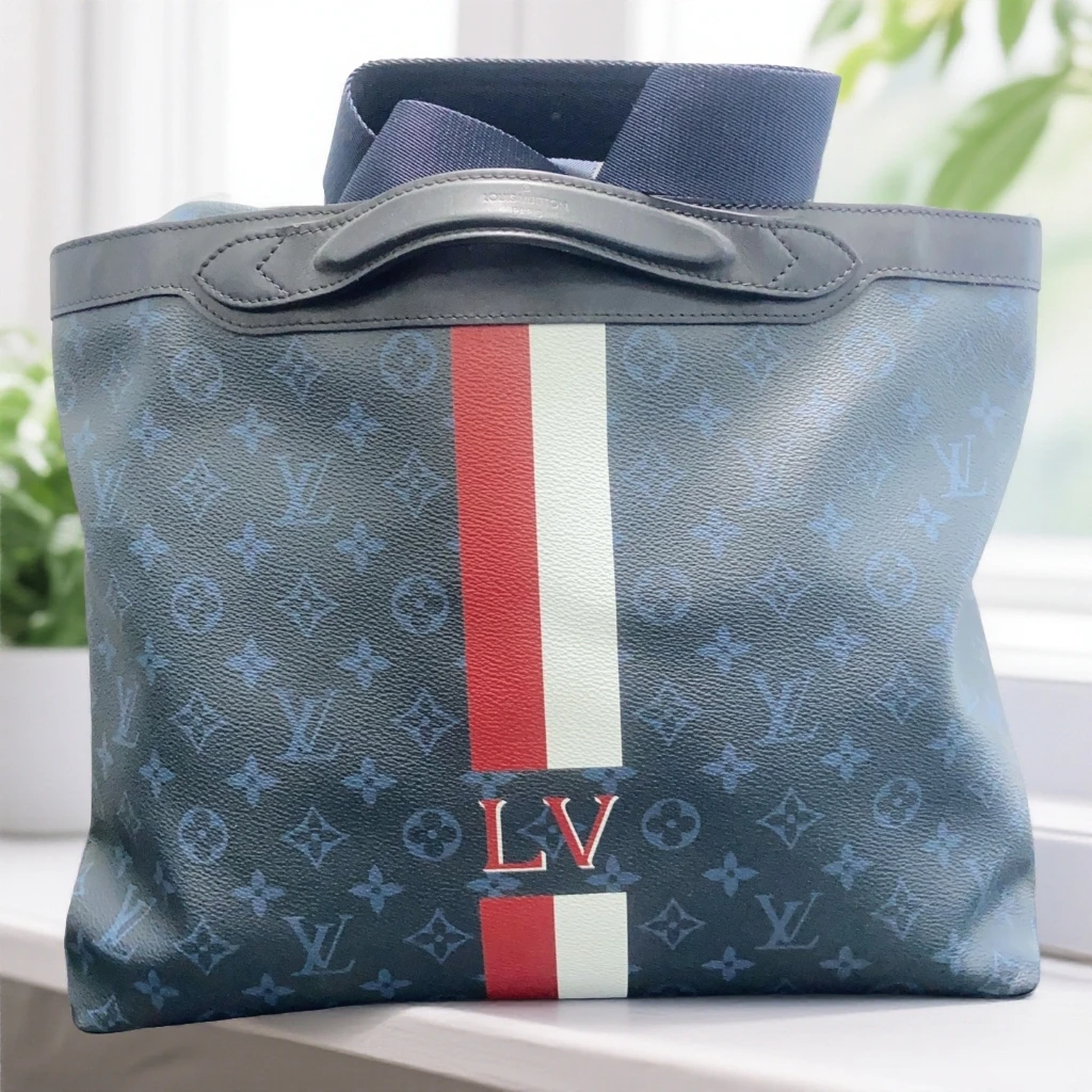 95新 LouisVuitton/路易威登  老花蓝色手提包  1833 6124