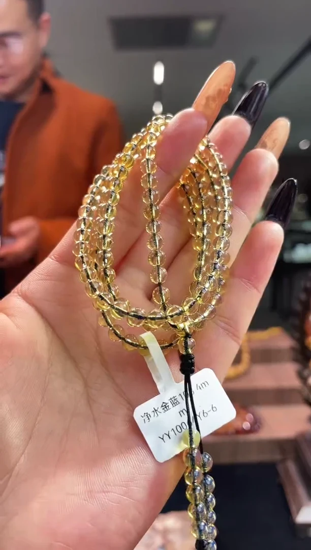 琥珀颈饰未镶嵌缅甸琥珀4+金蓝108