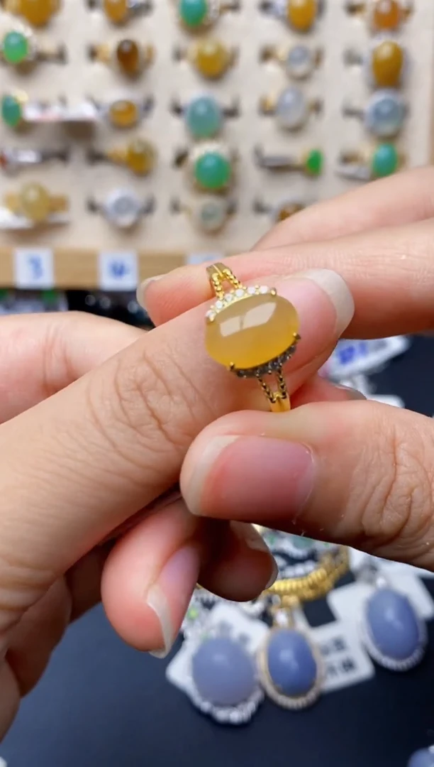 银S925镶嵌戒指翡翠7391