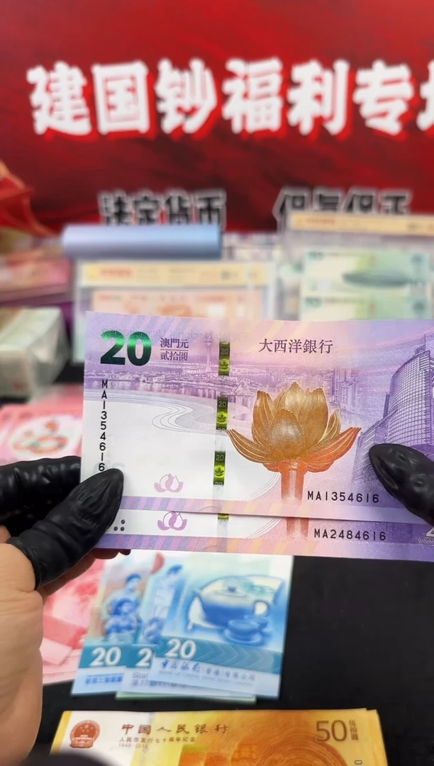 纸澳门回顾纪念钞 对钞 20元面值