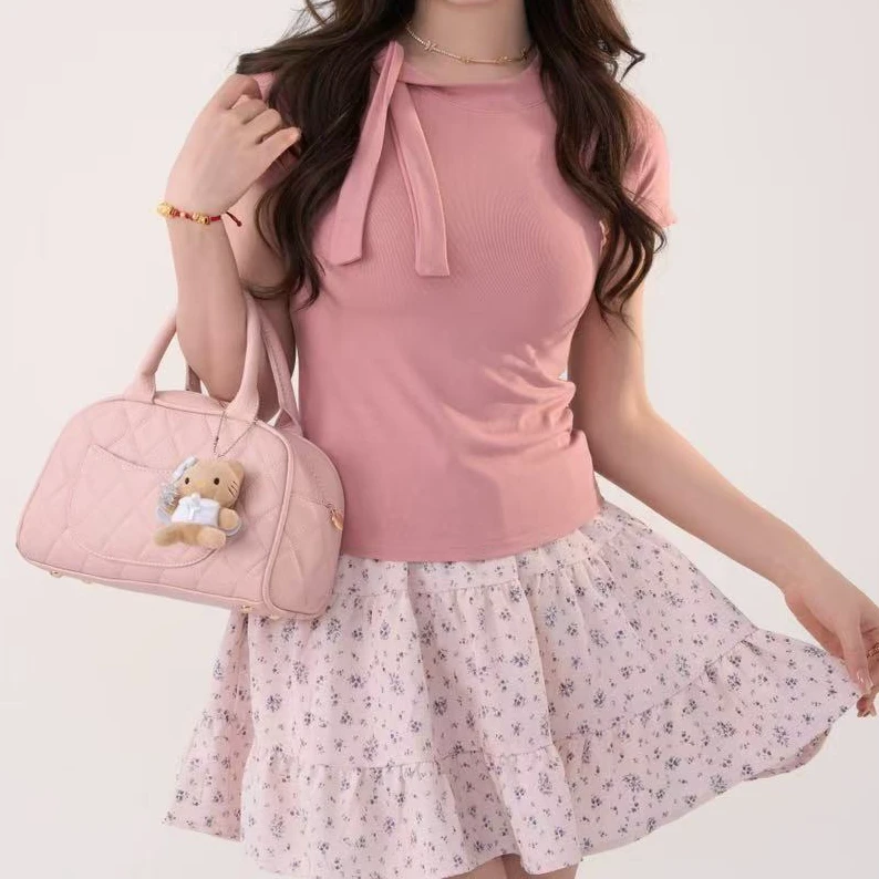 春季新款短裙女甜美碎花百搭显瘦修身夏季设计感小清新8385