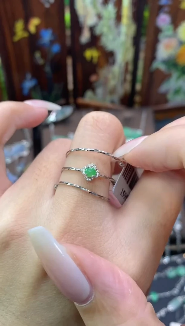 颈饰银S925镶嵌翡翠净货15956