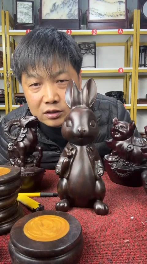 木蔚***風兔子摆件**************