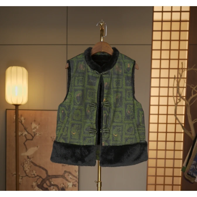 【砚池墨染-马甲】中式冬季双面穿马甲4943