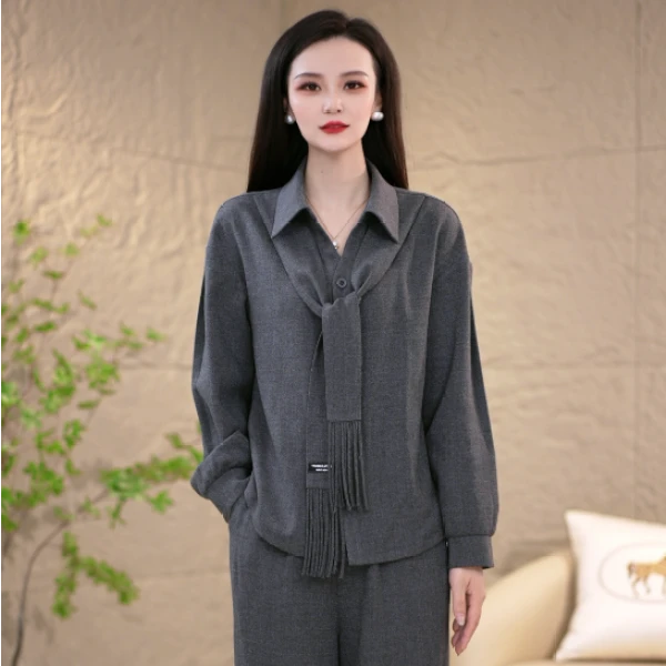 2025秋季新款高级百搭优雅减龄显瘦两件套套装M-4XL