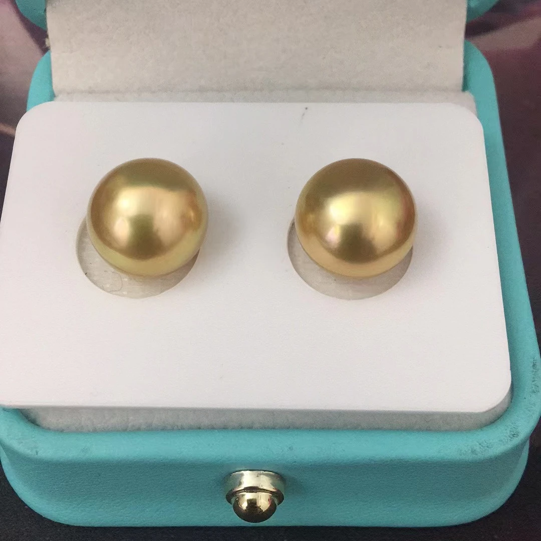 海水珍珠金珠一对