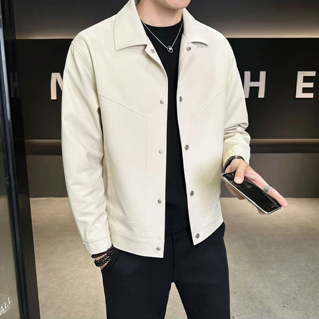 2025男士新款华夫格简约休闲百搭翻领夹克