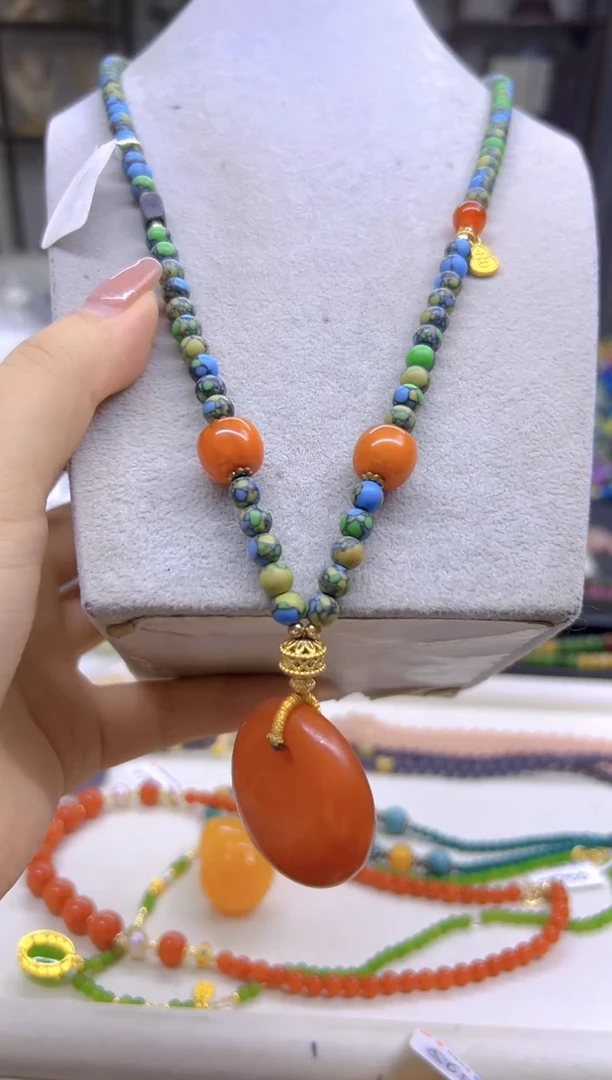 未镶嵌毛衣链蜜蜡DIY款M12