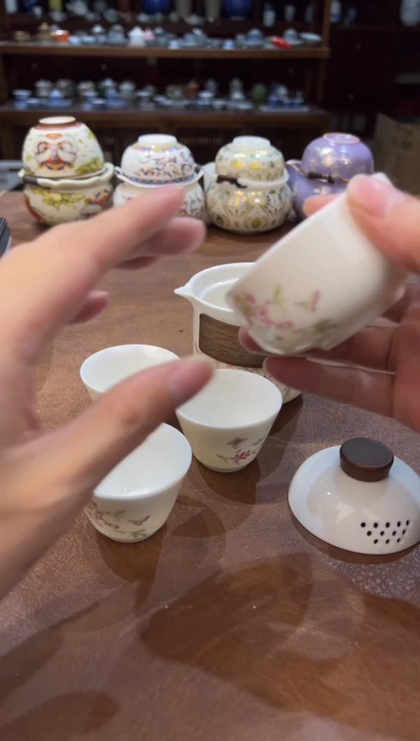 真的很便宜超好看会开片的旅行茶具