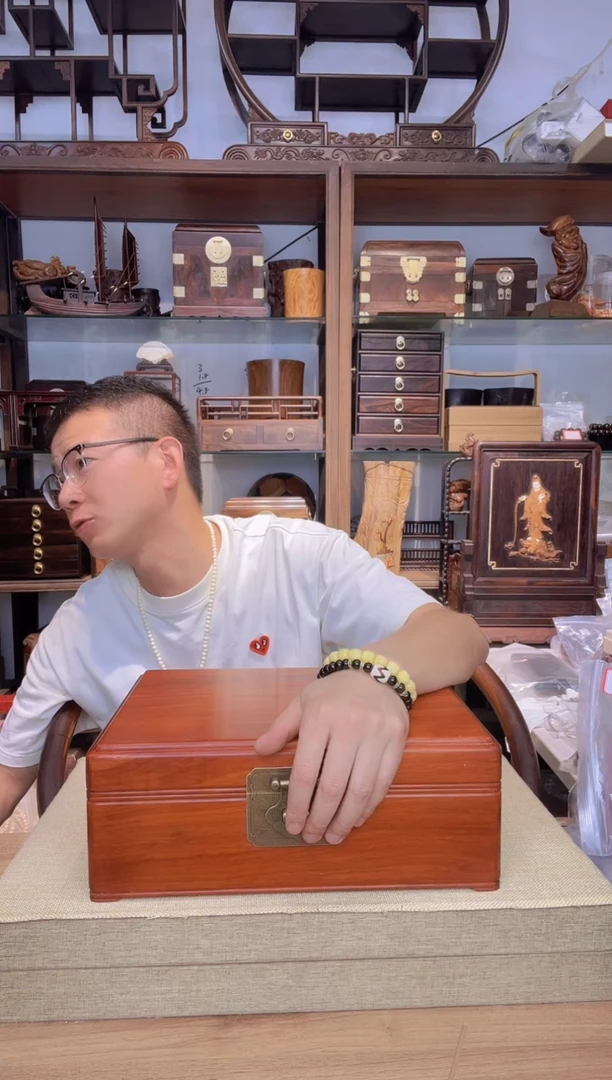 乌木类书架722红花梨32公分翻盖盒