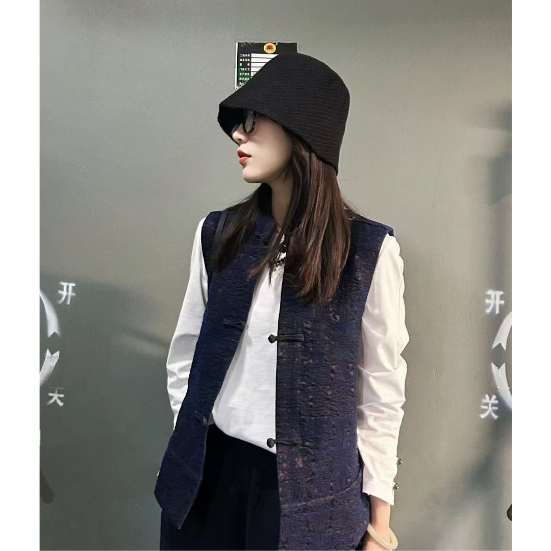 【千奈莉  蓝宝石】70姆米锦油绸双穿无袖马甲YJ168