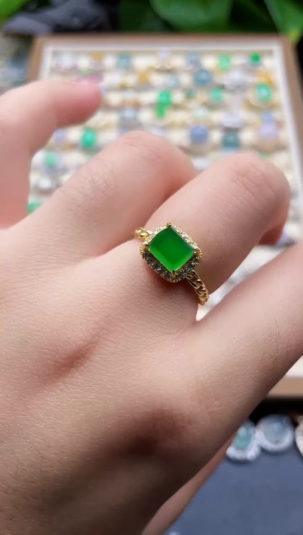 银S925镶嵌戒指翡翠35