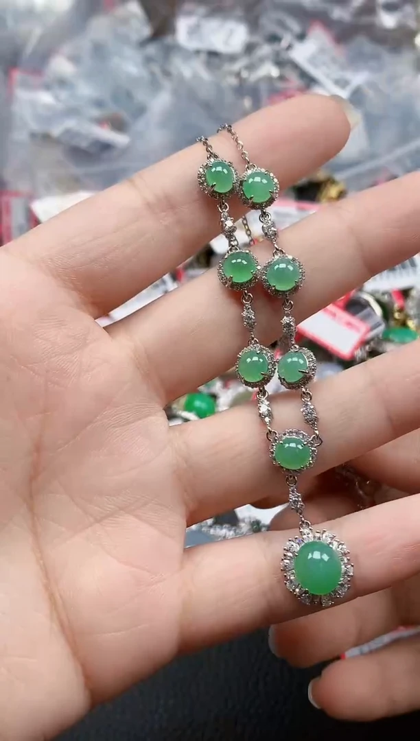 银S925镶嵌戒指翡翠天然A货缅甸翡翠