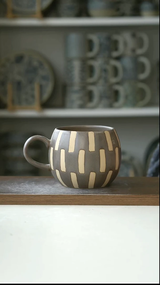 陶粗陶巧克力大肚杯480ml@4-2@微瑕