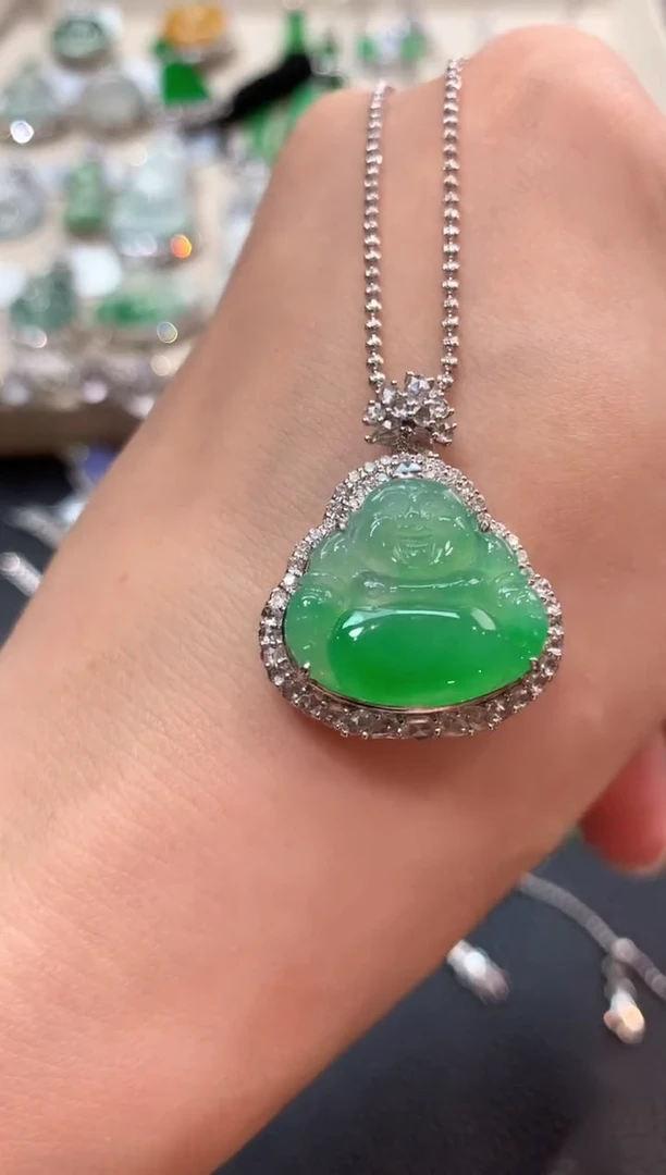 翡翠18K金镶嵌吊坠(不含链)n55母亲节礼物