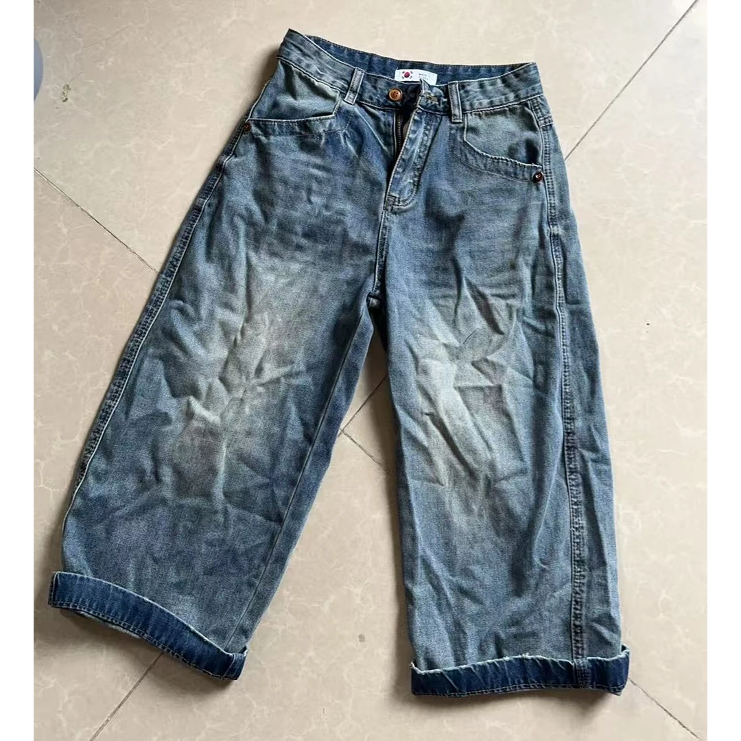 【文乐乐】夏季新款韩版高级洋气慵懒风时尚休闲潮流牛仔裤7003