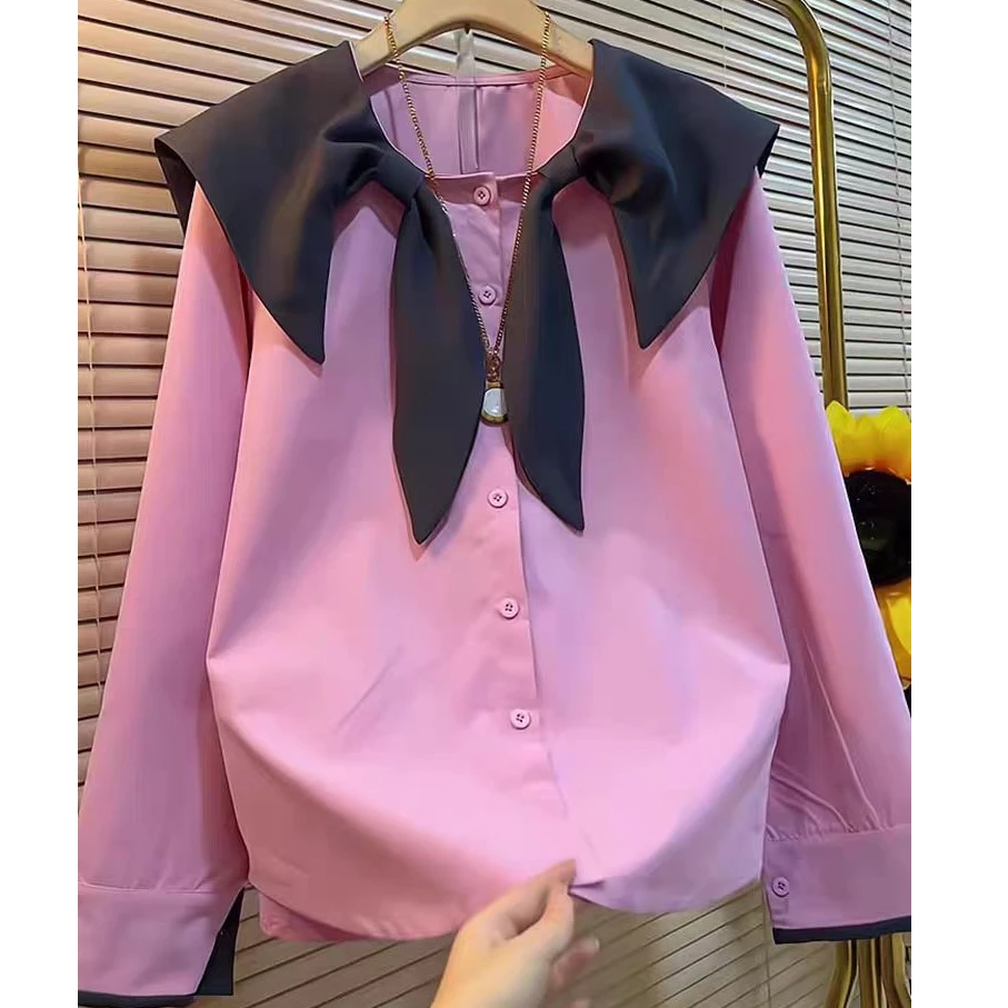 6165娃娃领长袖衬衫