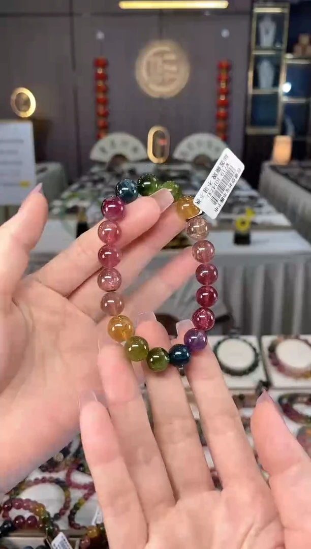 未镶嵌老矿碧玺彩虹单圈手串10mm+碧玺多样性发货一条hon