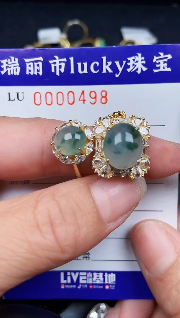 翡翠银S925镶嵌颈饰0498