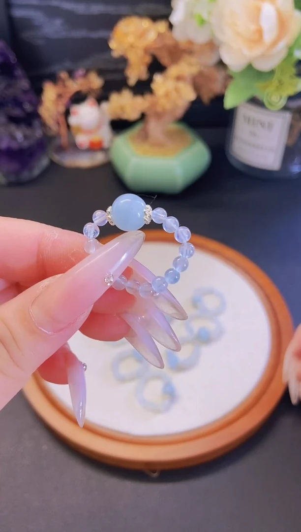 水晶戒指未镶嵌海蓝宝大顶珠