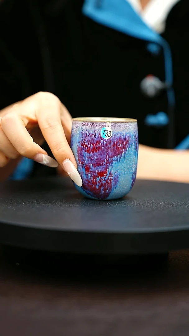 733#原矿钧瓷炉钧釉直口杯