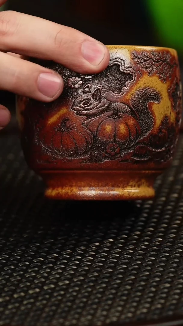 茶壶紫砂火云烧 南瓜杯
