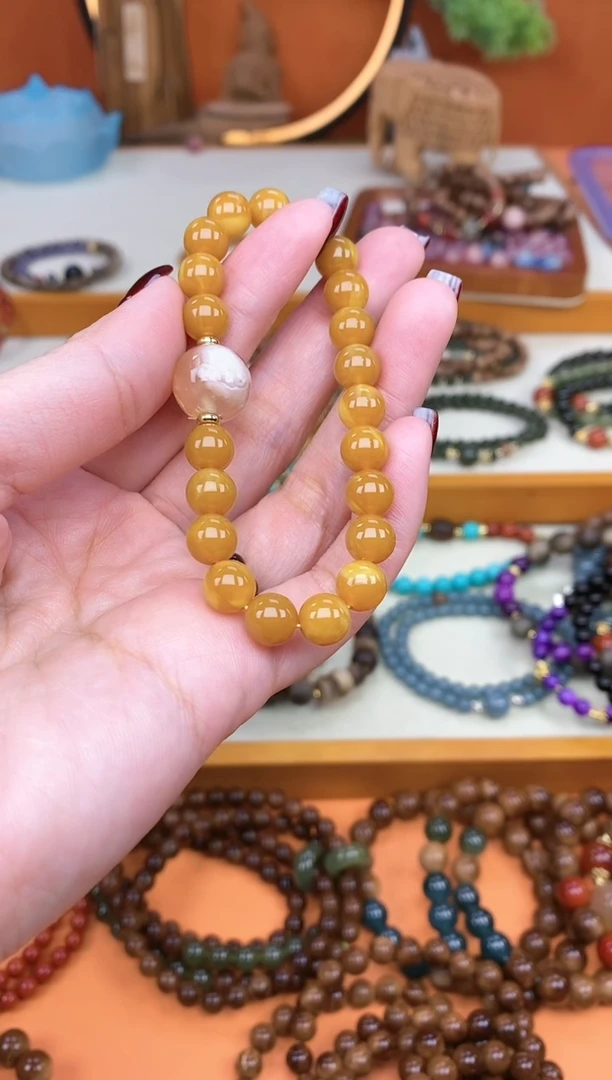 【闪购商品】蜜蜡手链未镶嵌单圈蜜蜡玛瑙手串