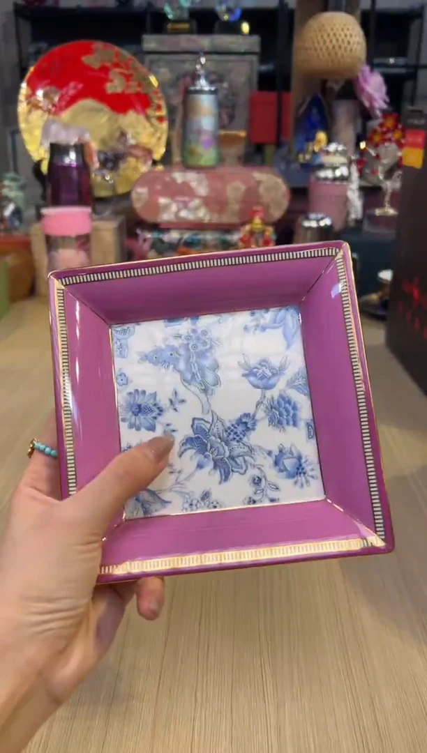 90瑰宝锦绣四方盘-浅紫