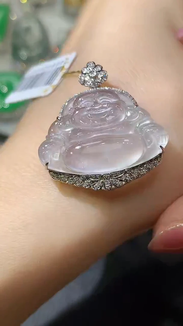 翡翠18K金镶嵌吊坠(不含链)D7