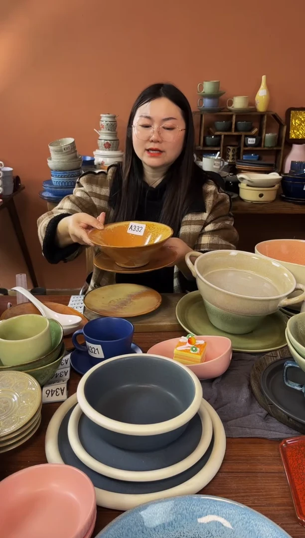 【闪购商品】碗A332陶瓷碗一碗一碟2件套瑕疵