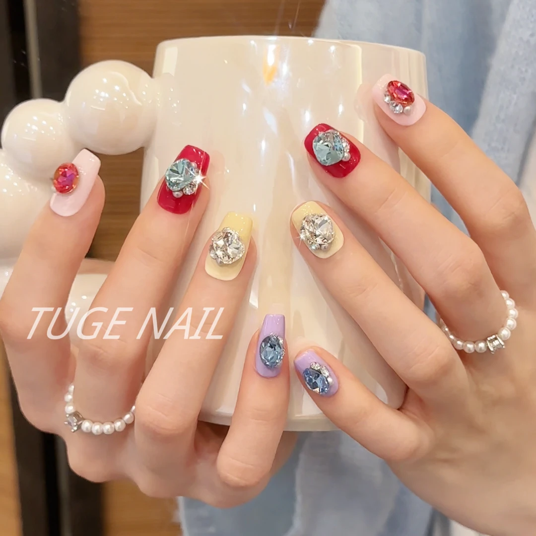 TugeNail “花漾少女”夏日满钻多巴胺显白气质高定穿戴甲TGN426